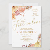 Boho Fall Liebe Floral und Gold Brautparty Einladung (Vorderseite)