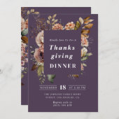 Boho Fall lila Erntedank Einladung (Vorne/Hinten)