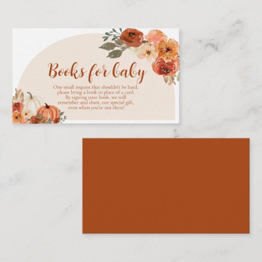 Boho Fall Little Pumpkin Books for Baby Shower Begleitkarte (Vorne/Hinten)