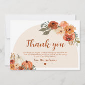 Boho Fall Little Pumpkin Herbstdusche Dankeskarte (Vorderseite)