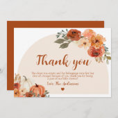 Boho Fall Little Pumpkin Herbstdusche Dankeskarte (Vorne/Hinten)