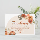 Boho Fall Little Pumpkin Herbstdusche Dankeskarte (Stehend Vorderseite)