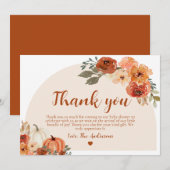 Boho Fall Little Pumpkin Herbstdusche Dankeskarte (Vorne/Hinten)