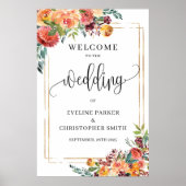 Boho Fall Marigold Goldrahmen Begrüßungsschild Poster (Vorne)