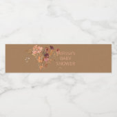 Boho Fall Mauve Pink Gold Leaves  Wasserflaschenetikett (Einzelnes Label)