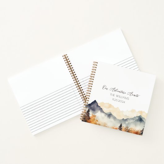 Boho Fall Mountain Watercolor Wedding Guest Notizblock (Innenseite)