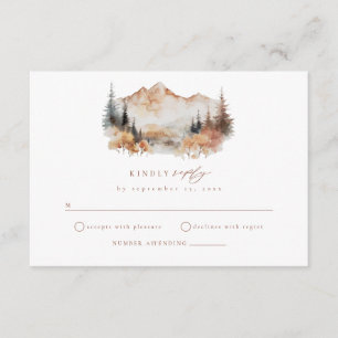 Boho Fall Mountain Wedding RSVP Enclosure Card Begleitkarte