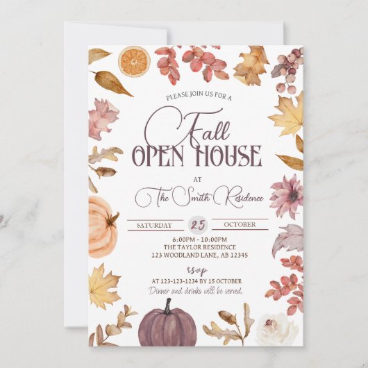 Boho Fall Open House, Realtor Housewarming Einladung (Vorderseite)
