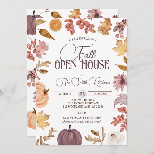 Boho Fall Open House, Realtor Housewarming Einladung (Vorne/Hinten)