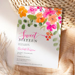Boho Fall orange Blütenfarbe Süß 16 Einladung<br><div class="desc">Eine boho chic orange,  pink und grün florale Wasserfarbe Sweet 16 Geburtstagsfeier Einladung mit hübschen handgemalten Blume in und Blüten mit grünem Blattwerk. Eine hübsche Gartenparty zum Party.</div>