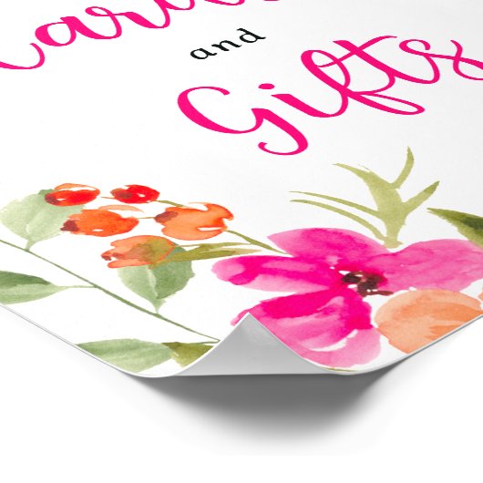 Boho Fall orange florale Aquarellzeichen Poster (Ecke)