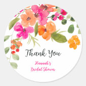 Boho Fall Orangenblütenfarbe Brautparty Runder Aufkleber (Vorderseite)
