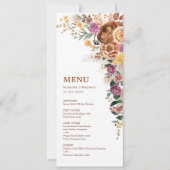 Boho Fall Pampas Floral Wedding Menu Cards Einladung (Vorderseite)