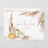 Boho Fall Pampas Grass Save the Date Postkarte (Vorne/Hinten)