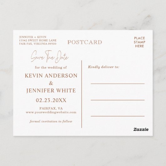 Boho Fall Pampas Grass Save the Date Postkarte (Rückseite)