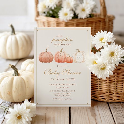 Boho Fall Polka Dot Pumpkins Baby Dusche Einladung