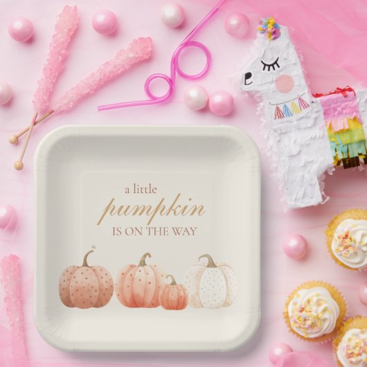 Boho Fall Polka Dot Pumpkins Baby Dusche Pappteller (Party)