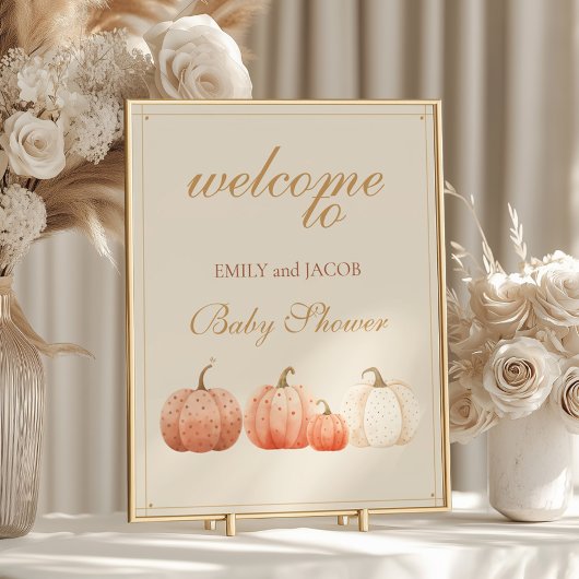 Boho Fall Polka Dot Pumpkins Baby Dusche Willkomme Poster