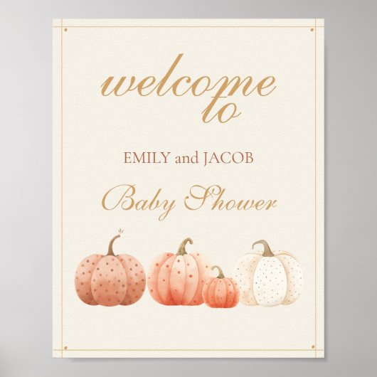 Boho Fall Polka Dot Pumpkins Baby Dusche Willkomme Poster (Vorne)