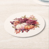 Boho Fall Pumpkin Baby Dusche Runder Pappuntersetzer (Angewinkelt)
