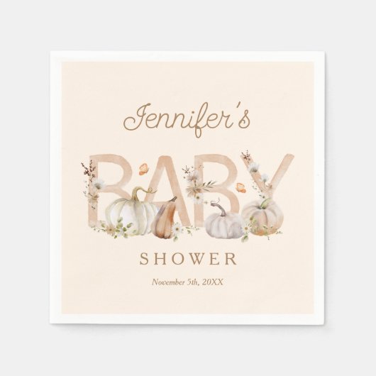 Boho Fall Pumpkin Baby Dusche Serviette (Vorderseite)