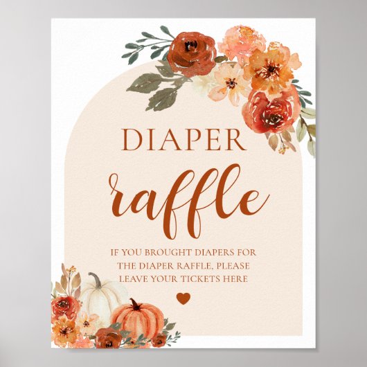 Boho Fall Pumpkin Baby Duschkabine Windeln Raffle Poster (Vorne)