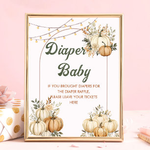 Boho Fall Pumpkin Baby Duschkabine Windelwanne Win Poster