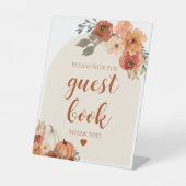 Boho Fall Pumpkin Bitte unterzeichnen Sie unser Gu Sockelschild (Vorderseite)