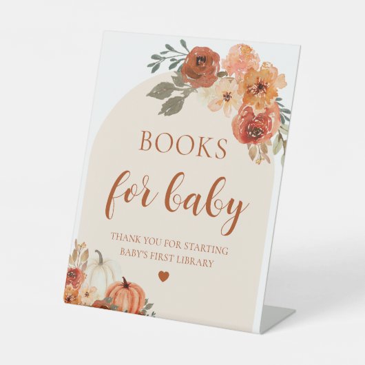 Boho Fall Pumpkin Books for Baby Shooting Sign Sockelschild (Vorderseite)