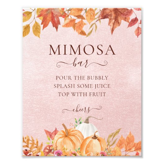 Boho Fall Pumpkin Brautparty Mimosa Bar Fotodruck (Vorne)