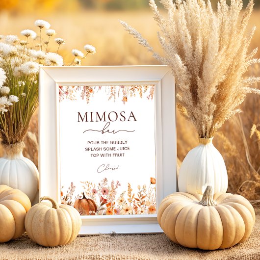 Boho Fall Pumpkin Brautparty Mimosa Bar Poster