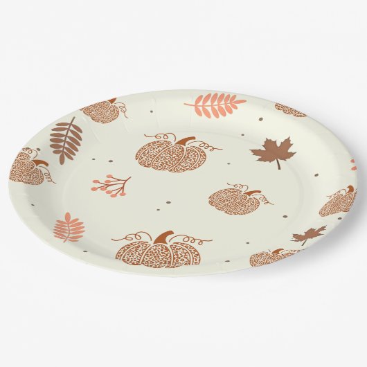Boho Fall Pumpkin Brautparty Paper Teller (Schrägansicht)