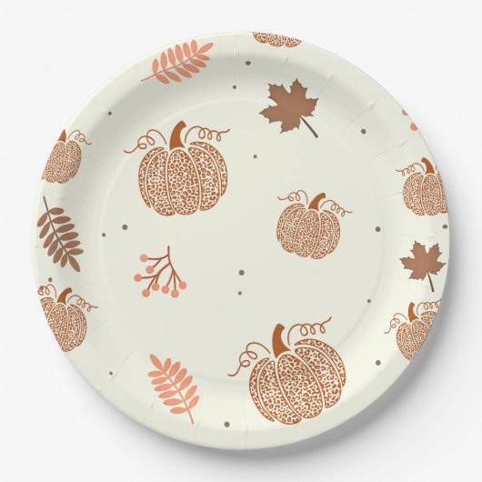 Boho Fall Pumpkin Brautparty Paper Teller (Vorderseite)