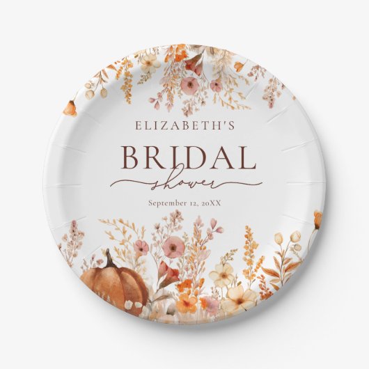 Boho Fall Pumpkin Brautparty Pappteller (Vorderseite)