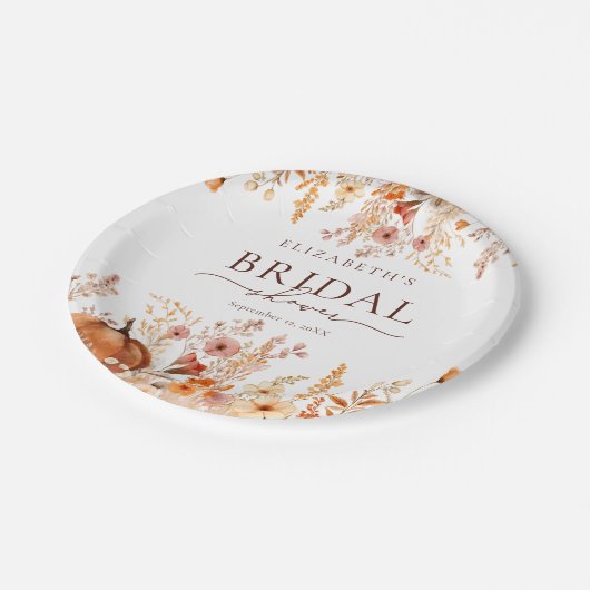 Boho Fall Pumpkin Brautparty Pappteller (Schrägansicht)