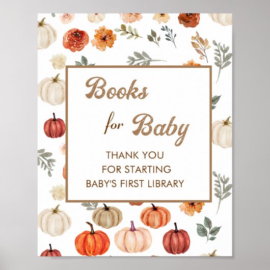 Boho Fall Pumpkin Bücher für Baby Poster (Vorne)