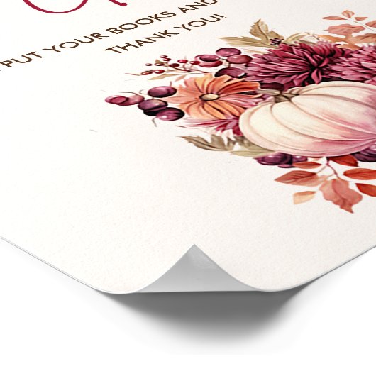 Boho Fall Pumpkin Bücher und Geschenke Kinderdusch Poster (Ecke)