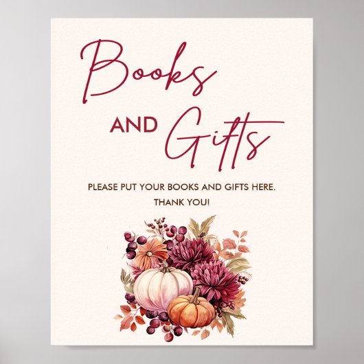 Boho Fall Pumpkin Bücher und Geschenke Kinderdusch Poster (Vorne)