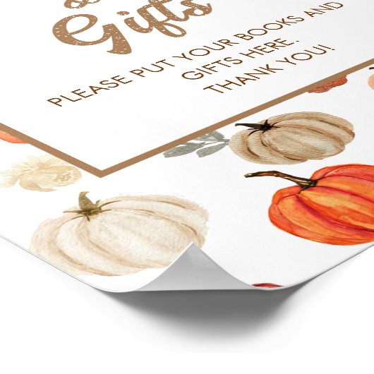 Boho Fall Pumpkin Bücher und Geschenke Kinderdusch Poster (Ecke)
