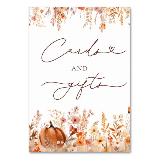 Boho Fall Pumpkin Cards und Giftzeichen Tischnummer (Vorderseite)