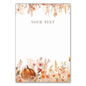 Boho Fall Pumpkin Customize Sign Tischnummer (Vorderseite)