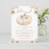 Boho Fall Pumpkin Fall in Liebe Brautparty Einladung (Stehend Vorderseite)