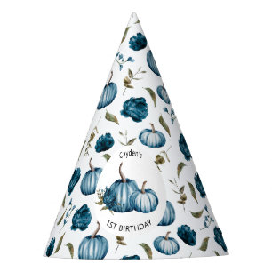 Boho Fall Pumpkin Floral Blue Geburtstag Partyhütchen