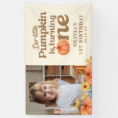 Boho Fall Pumpkin Foto 1. Geburtstag Banner (Vertikal)