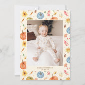 Boho Fall Pumpkin Foto 1. Geburtstag Einladung (Rückseite)