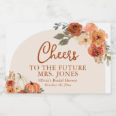 Boho Fall Pumpkin Future Mrs. Brautparty Mini Schaumweinetikett (Einzelnes Label)