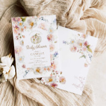 Boho Fall Pumpkin Girl Baby Shower Invitation