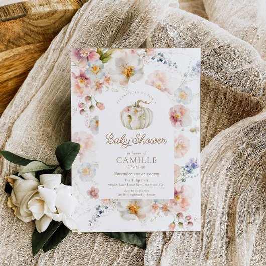 Boho Fall Pumpkin Girl Baby Shower Invitation Einladung