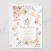 Boho Fall Pumpkin Girl Baby Shower Invitation Einladung (Vorderseite)