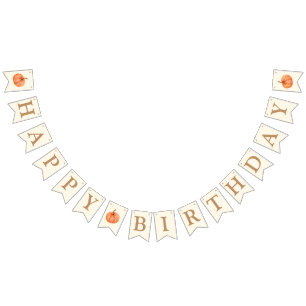 Boho Fall Pumpkin Happy Birthday Wimpelkette